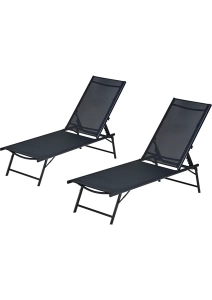 Fileli Katlanır Kademeli Şezlong Ikili Set